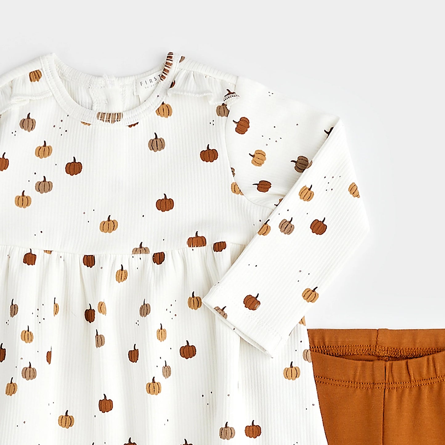 Pumpkin Print Modal Rib Dress Set - Petit Lem