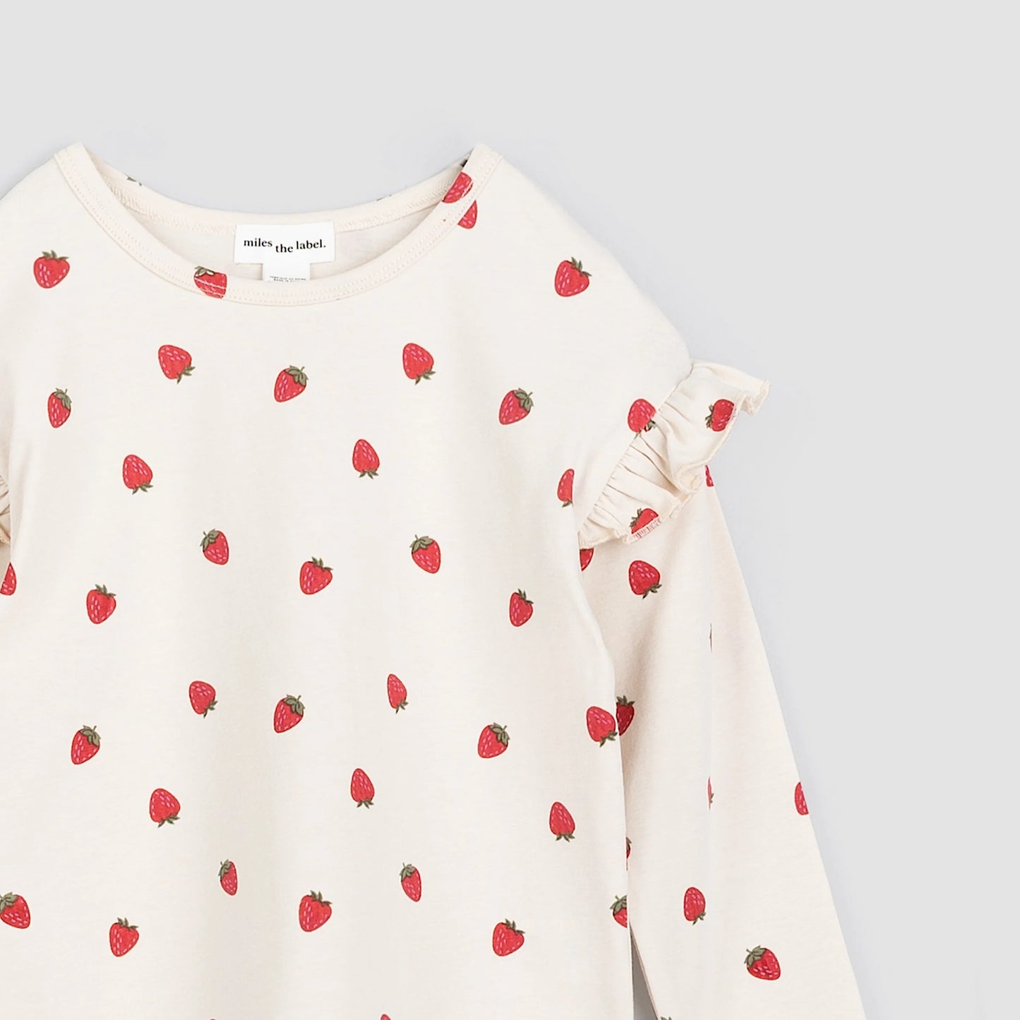 Strawberry Print on Birch Jersey Top - Miles the Label