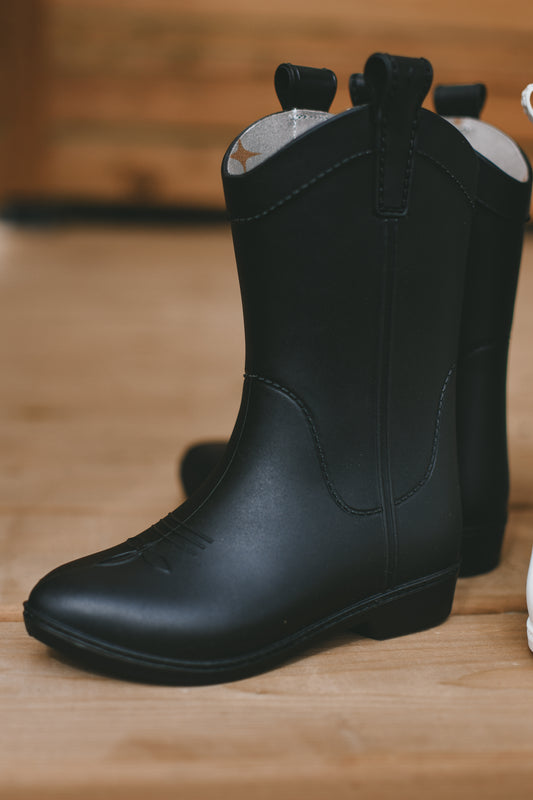 Rubber Cowboy Boots - Midnight Black