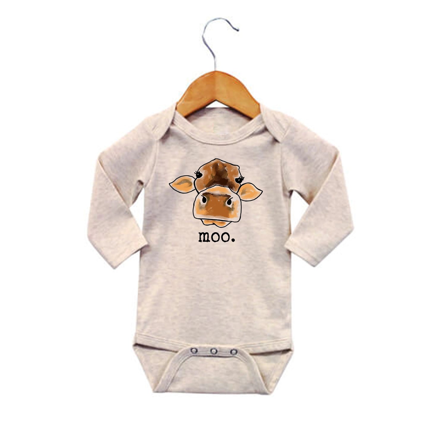 "moo" Cow Neutral Long Sleeve Body Suit