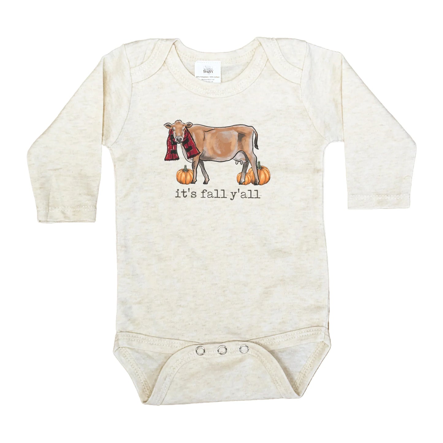 "It's fall y'all" Cow Long Sleeve Onesie