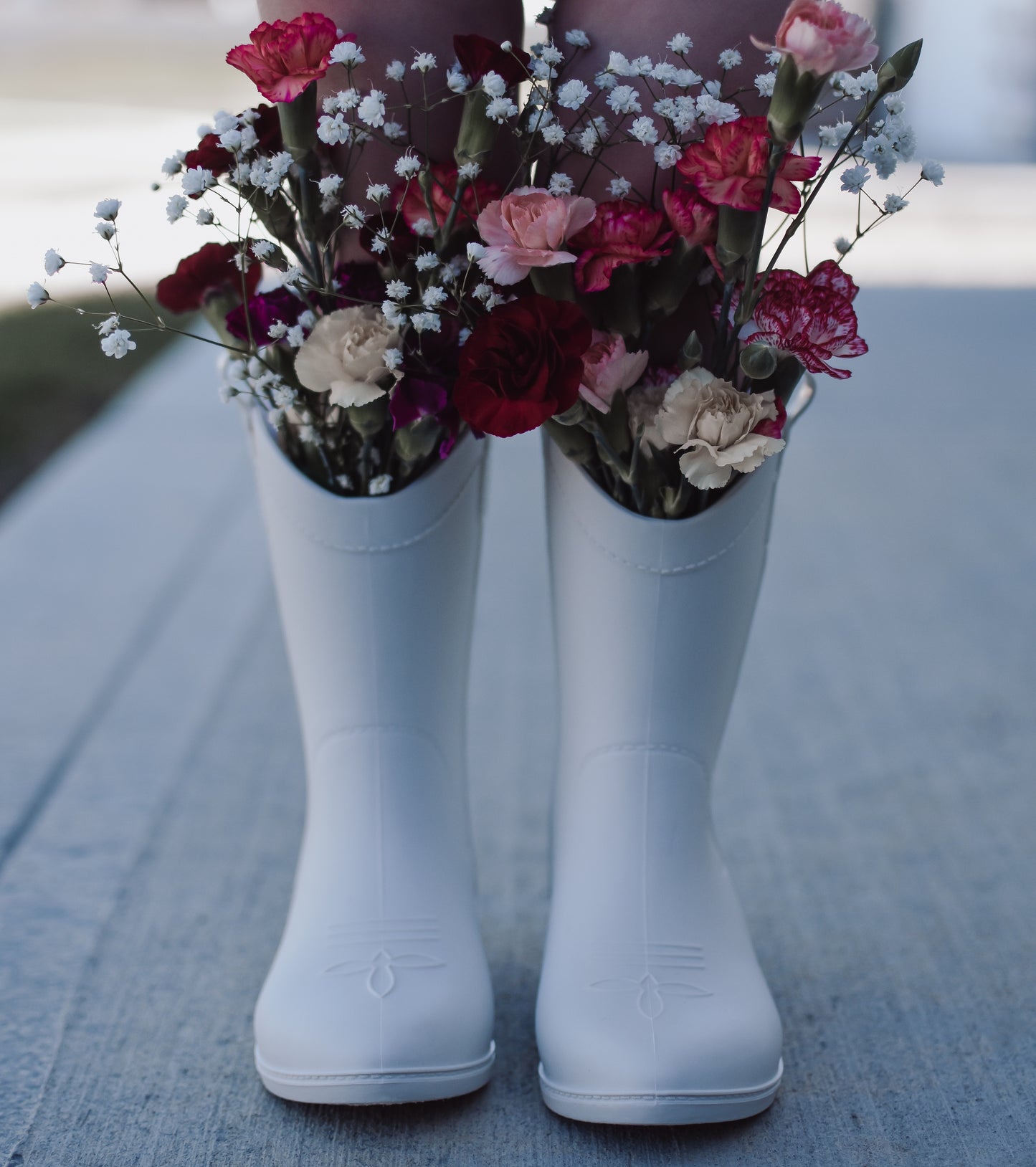 Rubber Cowboy Boots - Bone White