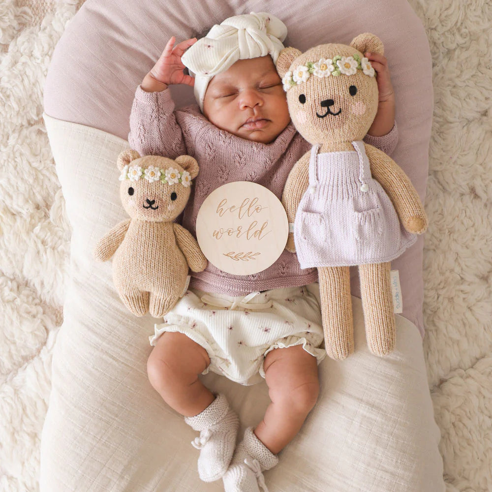 Baby Honey Bear (ivory floral) - Cuddle + Kind