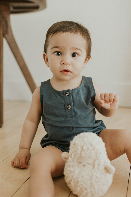 Jax & Lennon Shorts Romper - Wild Blueberry