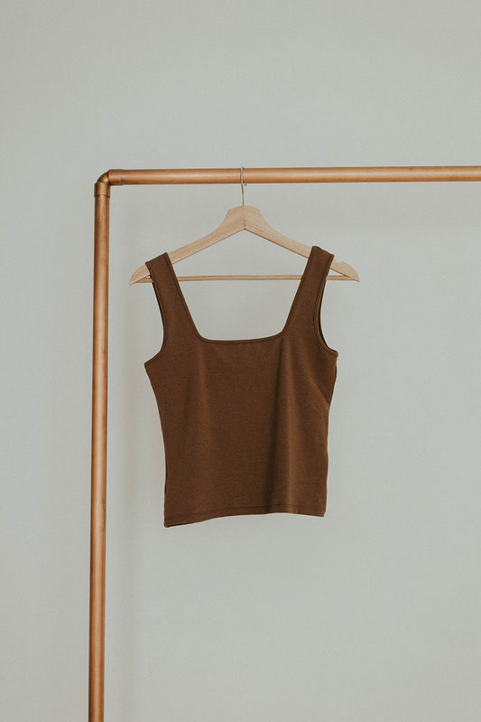 Jax & Lennon Ladies Square Neck Tank - Cocoa Brown