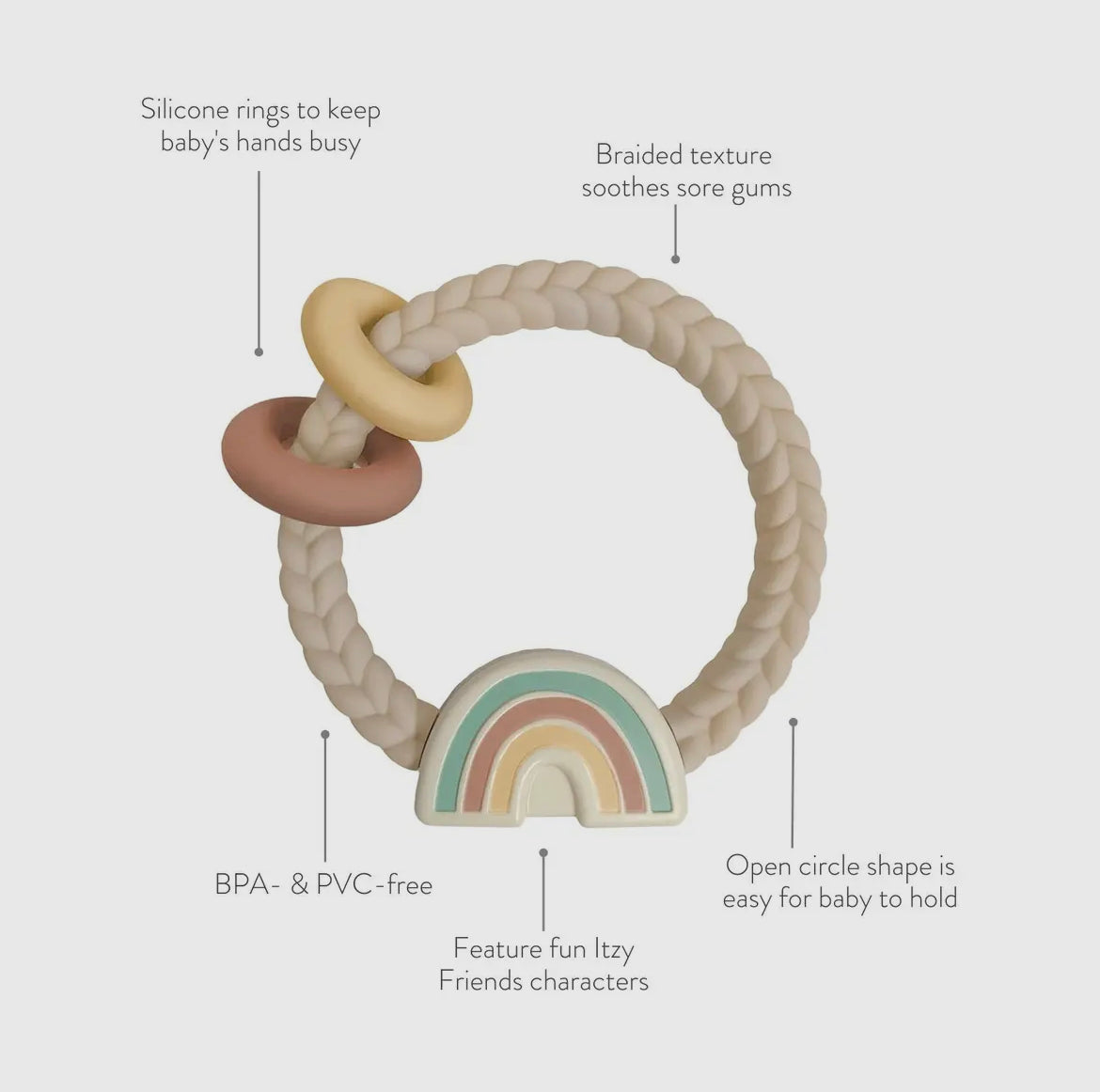 Neutral Rainbow Ritzy Rattle® with Teething Ring