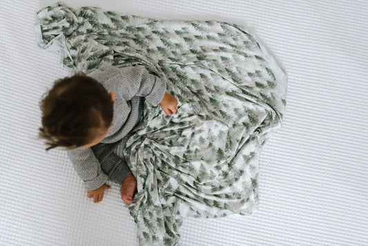 Copper Pearl Knit Swaddle Blanket - Evergreen