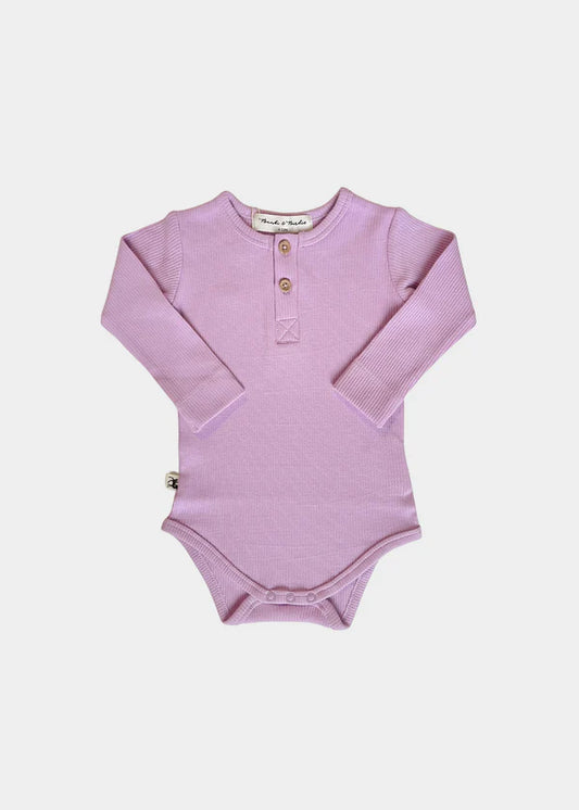 Bambi & Birdie Long Sleeve Henley Bodysuit - Grape