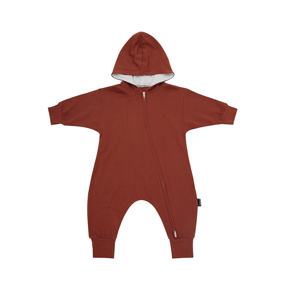 Belan.J Hooded Zipper Jumpsuit - Rust